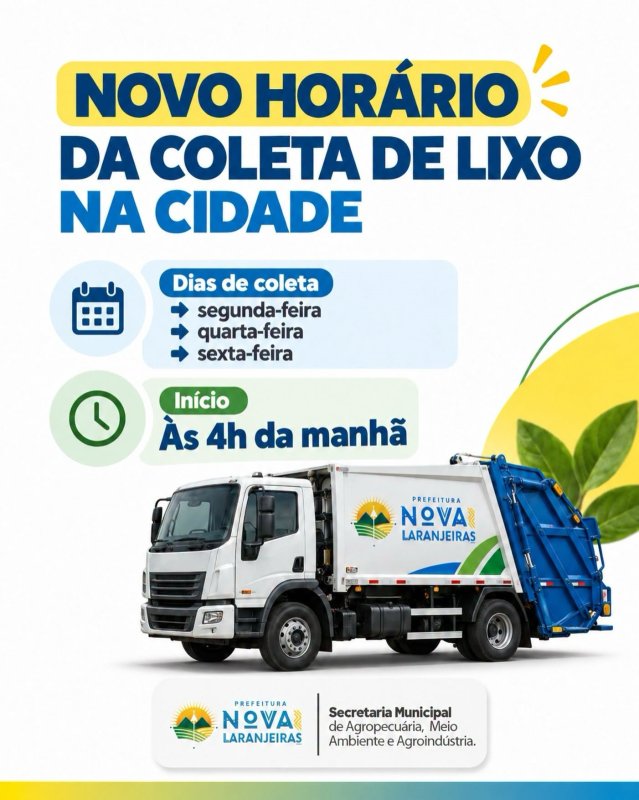 Novo horário da coleta de lixo na cidade